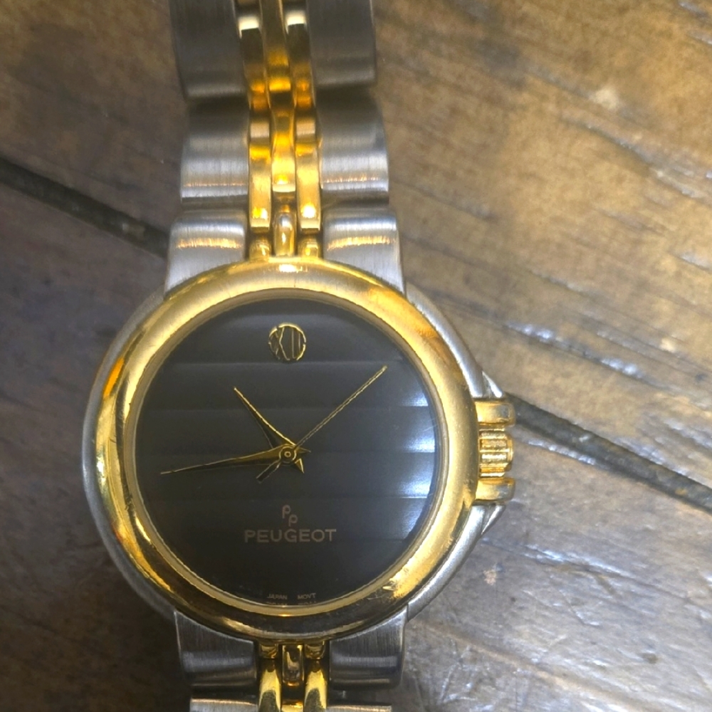 Peugeot Two-Tone Watch with Black Face